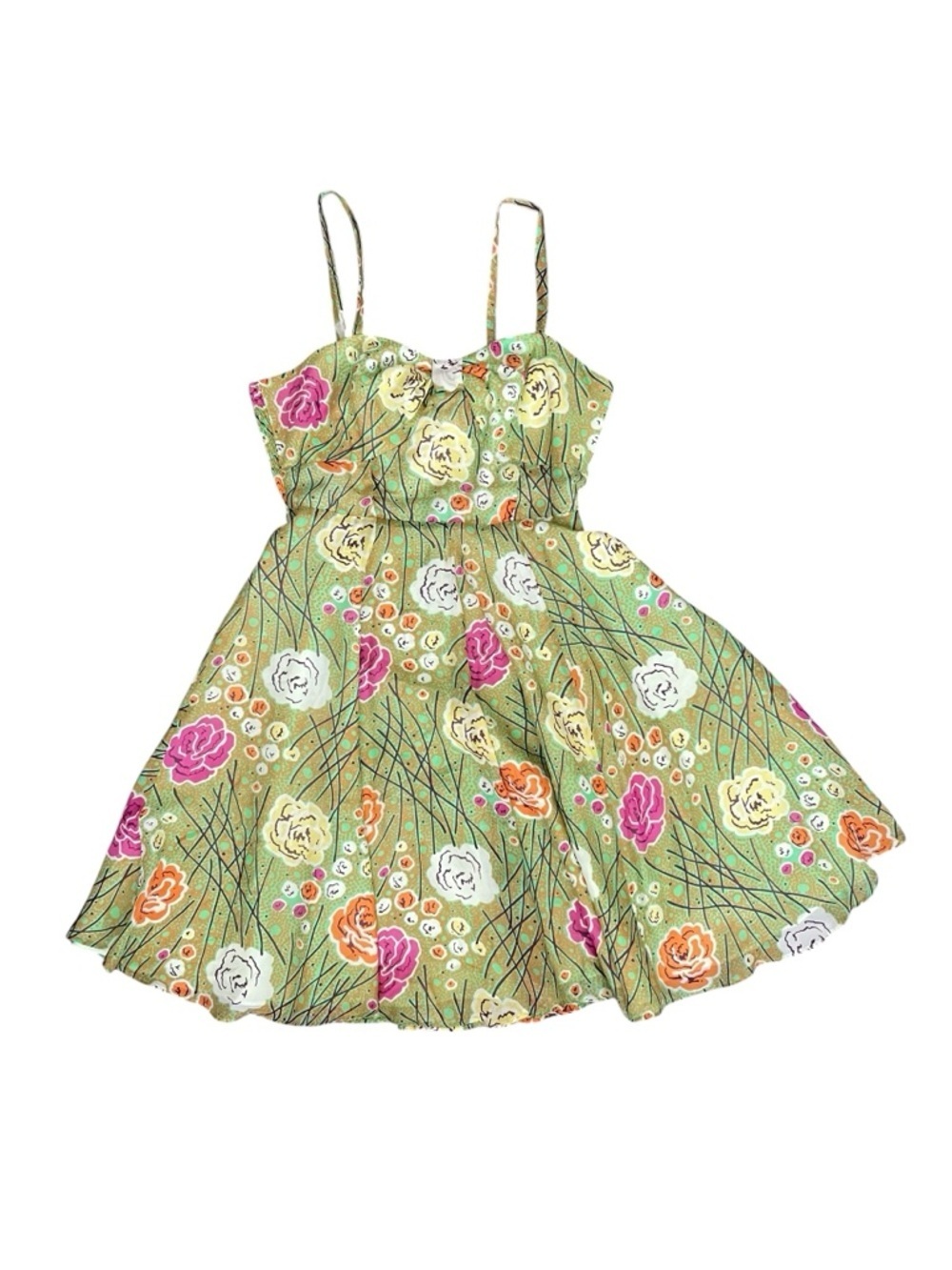 Anthropologie Girls From Savoy Retro Floral Silk Chiffon Fit Flare Sundress 4 - Picture 5 of 5
